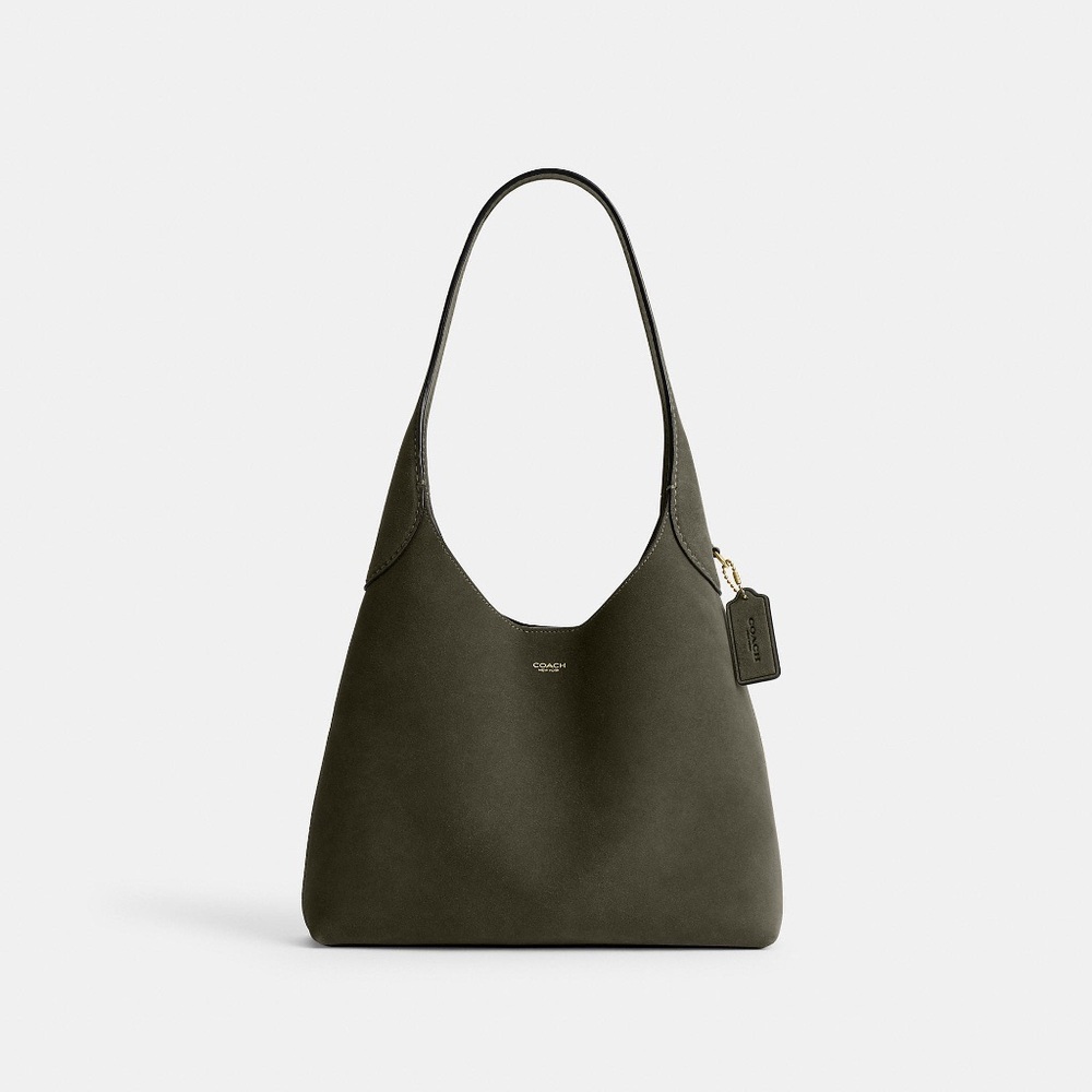 Coach Brooklyn Shoulder Bag 28 Suede olive green CW637 NWT